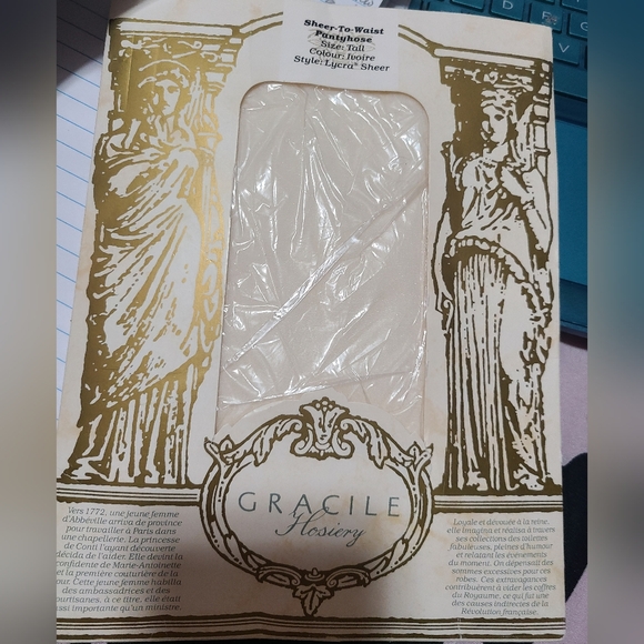 GRACILE HOSIERY SHEER-TO-WAIST PANTYHOSE SIZE TALL IVOIRE LYCRA SHEER - Picture 5 of 6